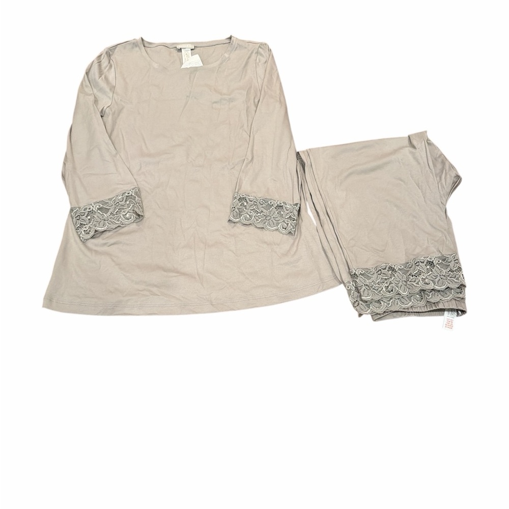 NWT Hanro Moments Elegant Pajama Set with Lace Trim Size Small